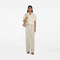 Knot Silk Trousers in Thatch - Women | Burberry® Official