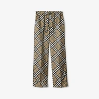 Check Silk Pyjama Trousers in Linden beige - Women | Burberry® Official