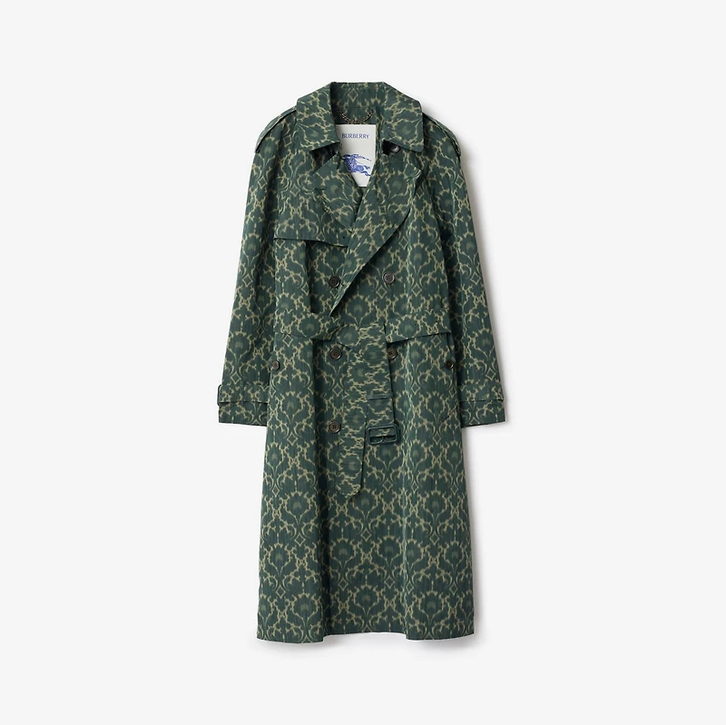Long Baroque Viscose Blend Trench Coat in Vine green - Men | Burberry® Official