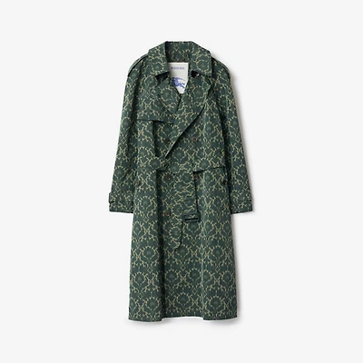 Long Baroque Viscose Blend Trench Coat in Vine green - Men | Burberry® Official
