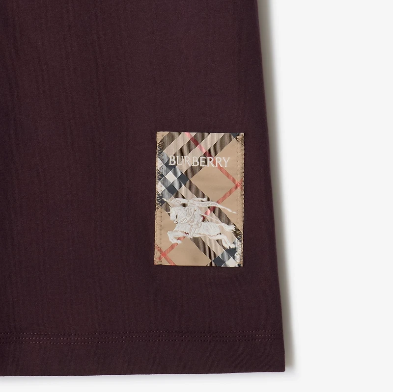 Check Label Cotton T-shirt in Wine red - Men | Burberry® Official