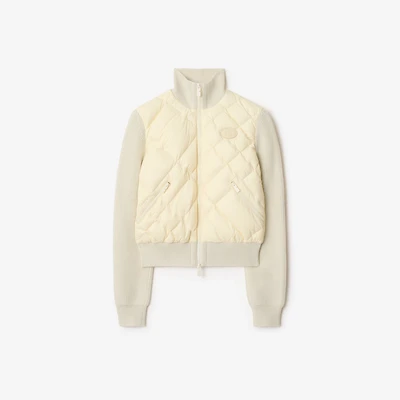 Check-stitch Nylon and Wool Jacket in Ceramic white - Women | Burberry® Official