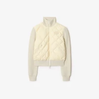 Check-stitch Nylon and Wool Jacket in Ceramic white - Women | Burberry® Official