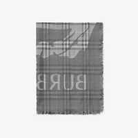 Wide EKD Check Wool Silk Scarf in Mitten grey | Burberry® Official