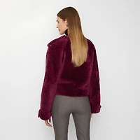 Detachable Scarf Shearling Jacket in Ruby red - Women, Suede | Burberry® Official