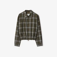 Check Bonded Wool Harrington Jacket in Shrub green/yew green - Men | Burberry® Official
