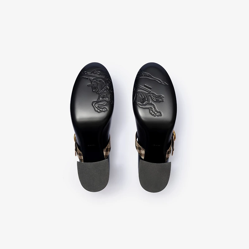 Check Strap Leather Robin Shoes in Black - Women | Burberry® Official