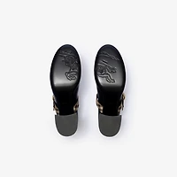 Check Strap Leather Robin Shoes in Black - Women | Burberry® Official