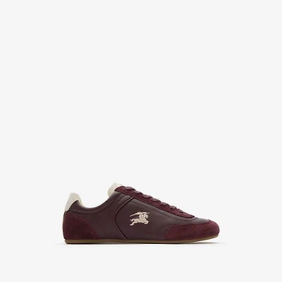 Leather Knight Runner Sneakers in Vineyard red/dove beige - Women | Burberry® Official