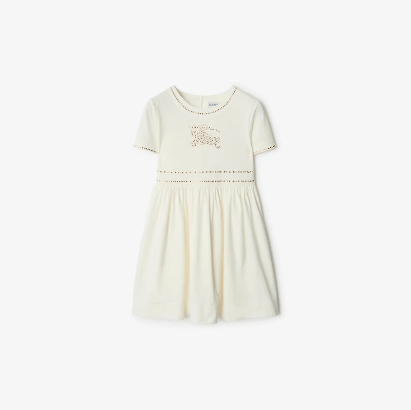 Crystal EKD Cotton Dress in Salt white | Burberry® Official
