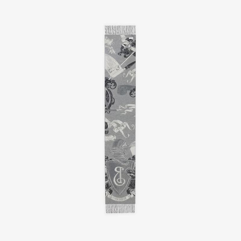 Etched Knight Cashmere Scarf in Monochrome | Burberry® Official