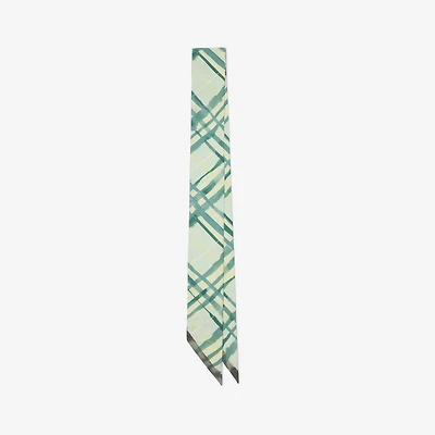 Skinny Reversible Check Silk Scarf in Breeze | Burberry® Official
