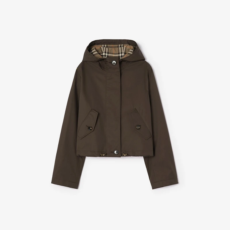 Cropped Tropical Gabardine Parka in Estuary brown - Women | Burberry® Official