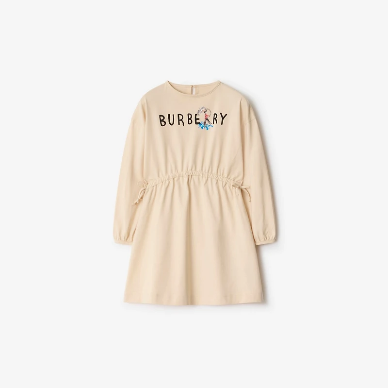 London Guard Logo​ Cotton Dress in Calico white | Burberry® Official