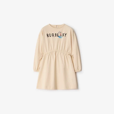 London Guard Logo​ Cotton Dress in Calico white | Burberry® Official