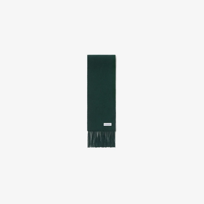 Check Label Cashmere Scarf in Brigade green | Burberry® Official