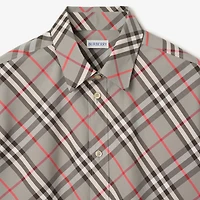 Regular Fit Check Cotton Shirt in Mauve grey