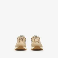 Nylon, Suede and Leather Eclipse Sneakers in Flax beige/silver - Women | Burberry® Official