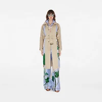 Long Highgrove Gabardine Car Coat in Nutmeg - Women, Cotton | Burberry® Official