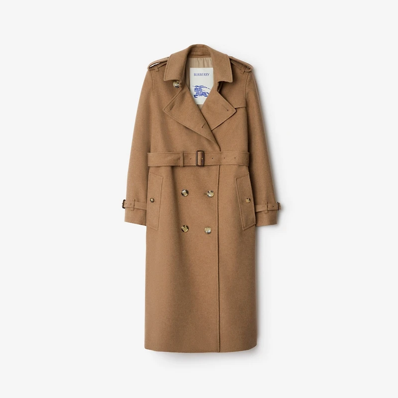 Long Cashmere Kensington Trench Coat in Camel beige - Women | Burberry® Official