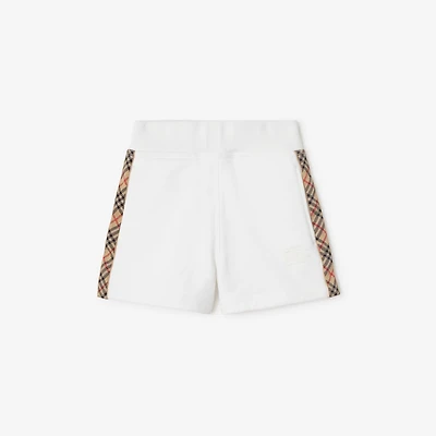 Check Trim Cotton Shorts in White | Burberry® Official