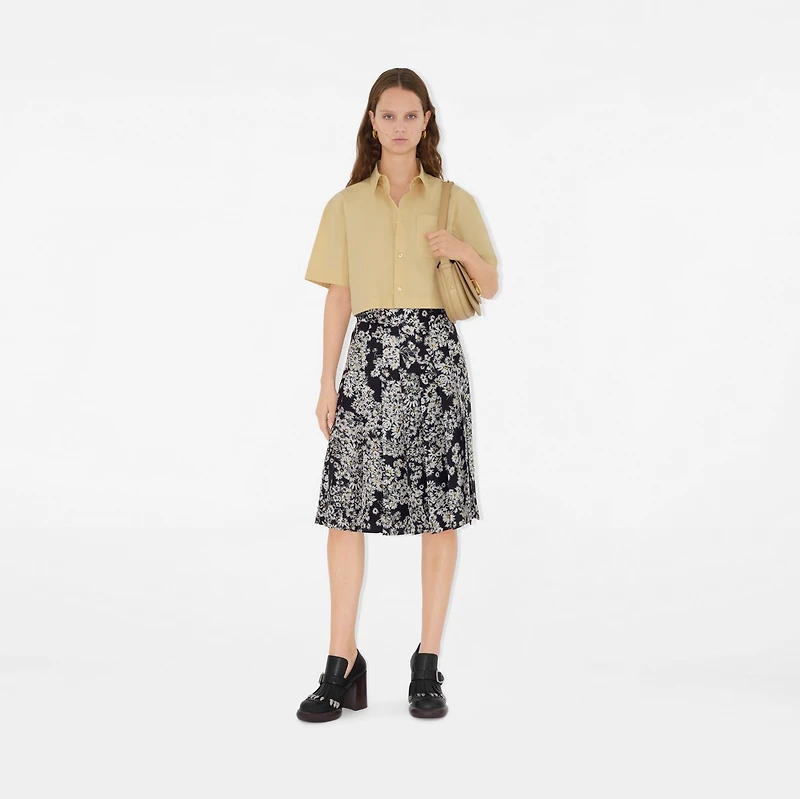Cropped Cotton Shirt in Hay - Women | Burberry® Official