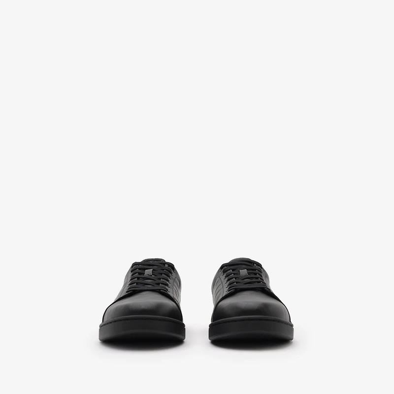 Embossed Check Leather Set Sneakers in Black - Men | Burberry® Official