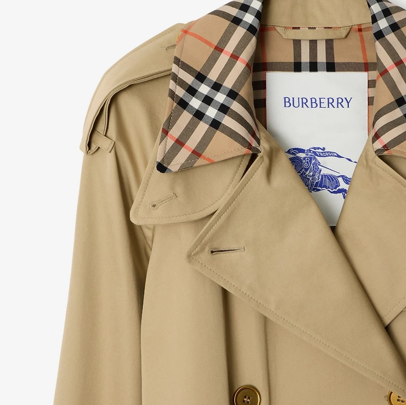 Mid-length Check Collar Castleford Trench Coat in Hamper - Women, Cotton | Burberry® Official