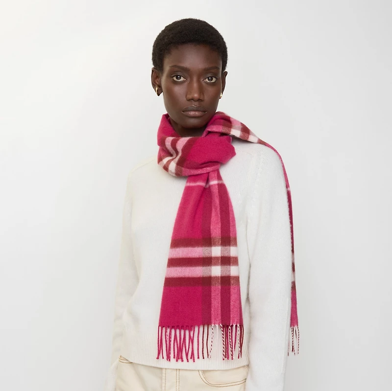 Check Cashmere Scarf in Jam | Burberry® Official