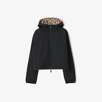 Cropped Reversible Check Hooded Jacket in Sand beige - Women, Nylon | Burberry® Official