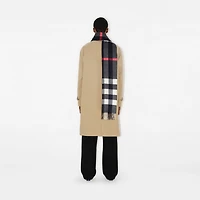 Check Cashmere Scarf in Navy Blue | Burberry® Official