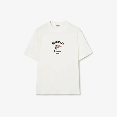 Check Flag Cotton T-shirt in Chalk white - Men | Burberry® Official