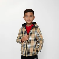 Reversible Check Hooded Jacket in Sand beige | Burberry® Official