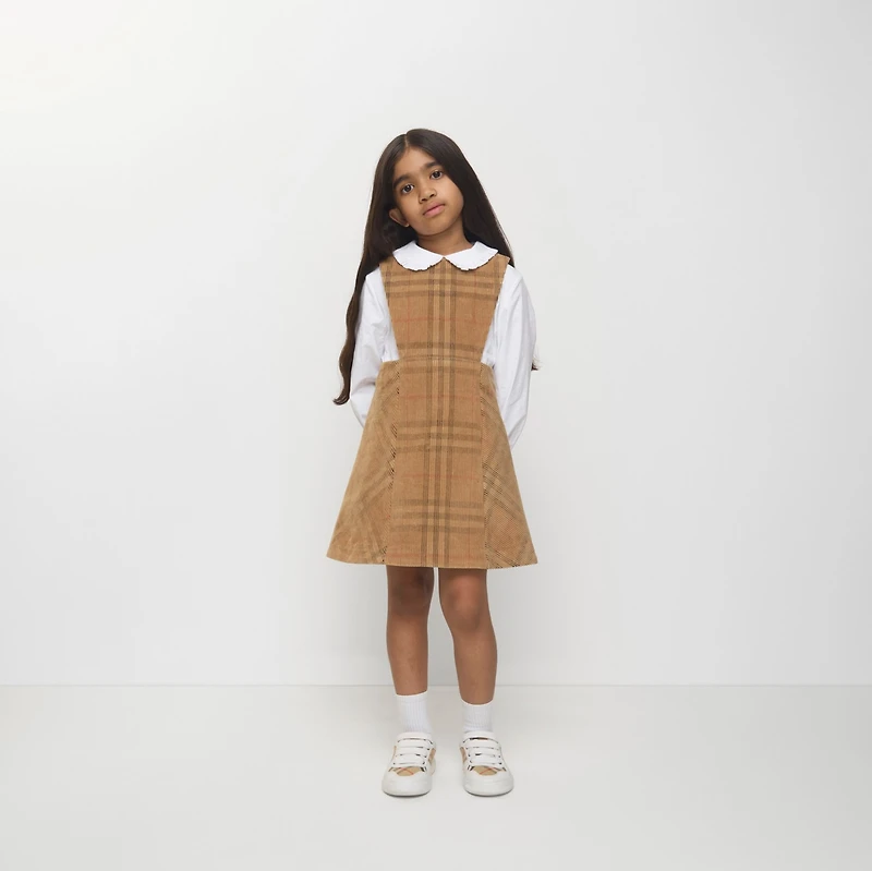 Check Corduroy Dress in Archive beige | Burberry® Official