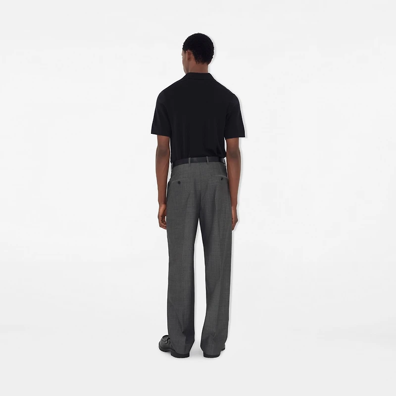 Wool Polo Shirt in Navy - Men | Burberry® Official