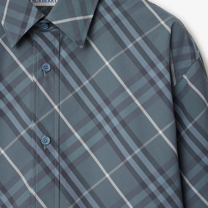 Regular Fit Check Cotton Shirt in Pewter - Men | Burberry® Official