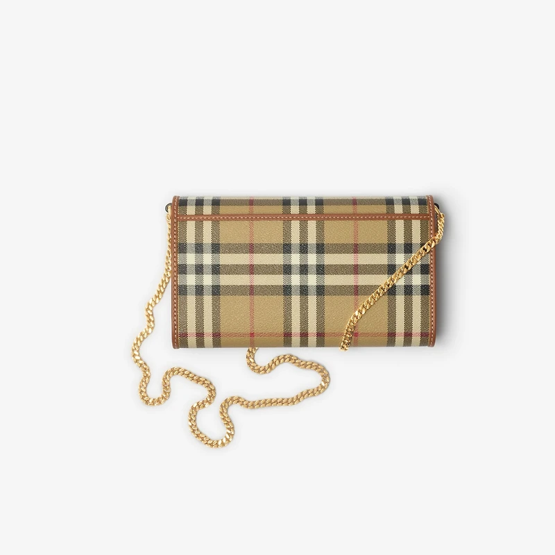 Check Chain Strap Wallet in Archive beige/briar brown - Women | Burberry® Official