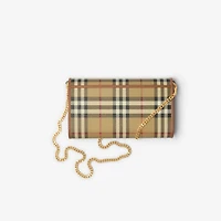 Check Chain Strap Wallet in Archive beige/briar brown - Women | Burberry® Official