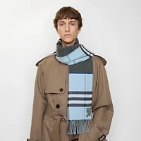 Contrast Check Cashmere Scarf in Marlborough grey/bank grey | Burberry® Official