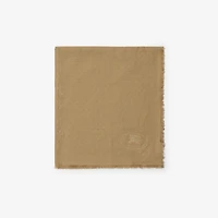 Wide Check Wool Silk Scarf in Sand | Burberry® Official