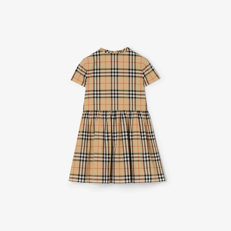 Check Cotton Dress in Sand beige | Burberry® Official