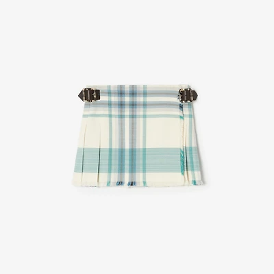 Check Viscose Blend Mini Kilt in Tidal blue - Women | Burberry® Official
