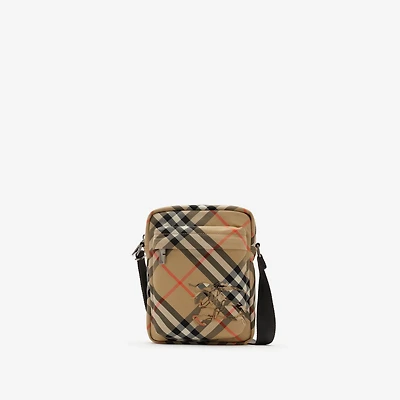 Check North South Crossbody Bag in Sand beige - Men, Technical | Burberry® Official