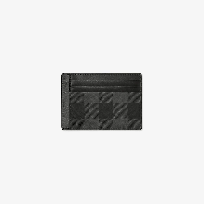Check Money Clip Card Case in Charcoal - Men, Canvas | Burberry® Official