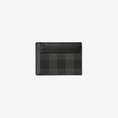 Check Money Clip Card Case in Charcoal - Men, Canvas | Burberry® Official