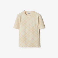 Check Stretch Cotton Blend T-shirt in Beach - Women | Burberry® Official