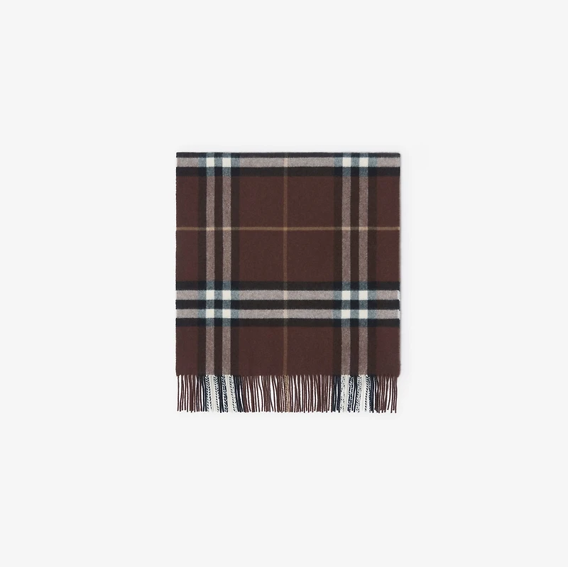 Wide Check Cashmere Scarf in Treacle brown | Burberry® Official