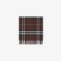 Wide Check Cashmere Scarf in Treacle brown | Burberry® Official