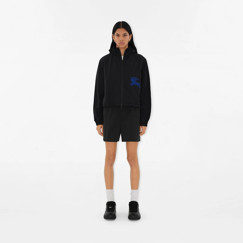 Cropped Nylon Hooded Jacket in Black - Women | Burberry® Official