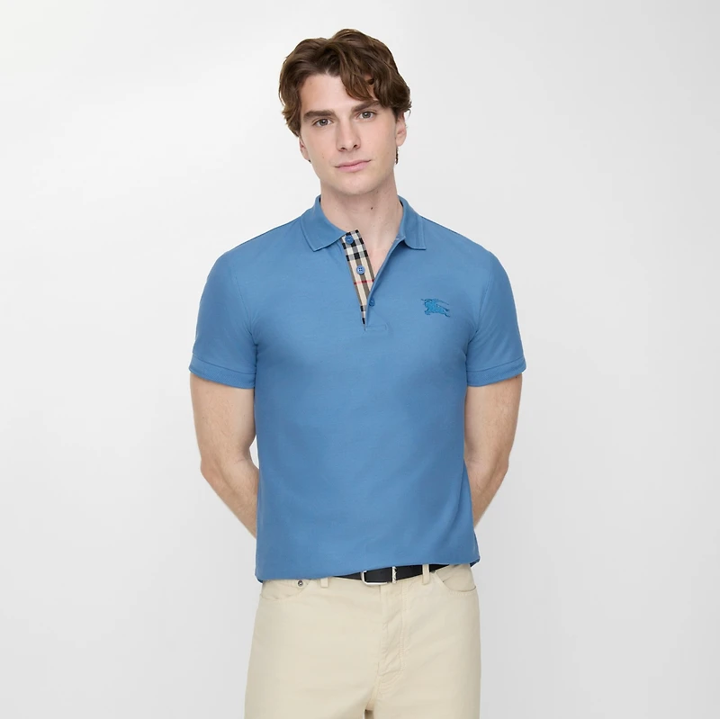 Cotton Polo Shirt in Pool - Men | Burberry® Official
